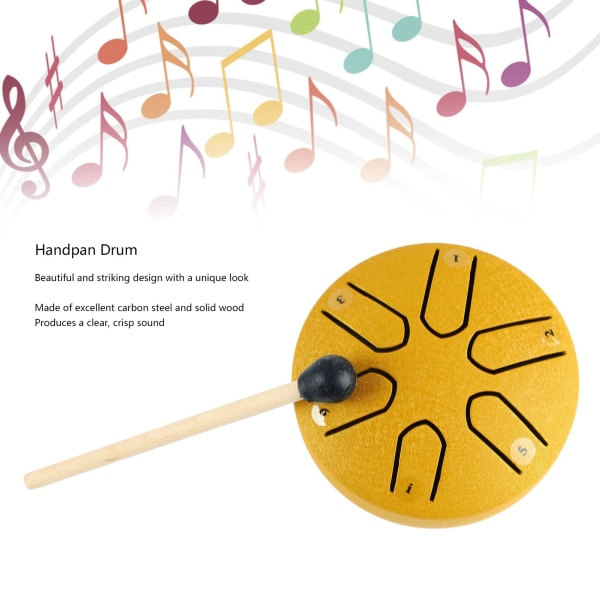 Buddha Stones Mini Steel Tongue Drum 3 Tommers Lydhealingstrommesett, Mini Handpan Drum, 6 Noter Worry Free Drum, Worry Free Drum, Handpan Drum - black