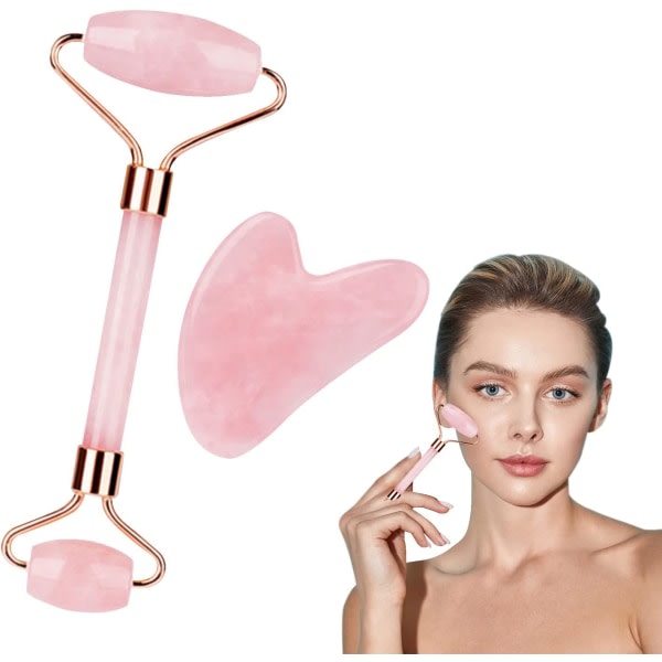 Pink - 1 stk Facial Jade Roller, Ansigtsmassageværktøj, Ansigtsskraber
