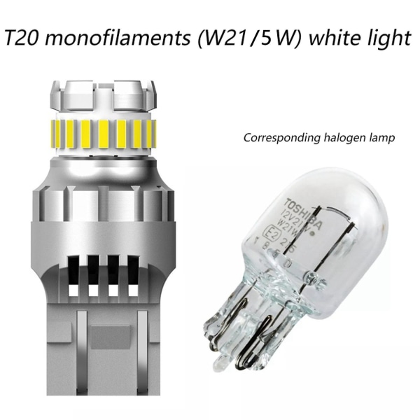 Auton T20 7440 W21w Led Canbus -peruutusvalot W21/5w 7443 Led -polttimo Jarruvilkut 6500k Sup