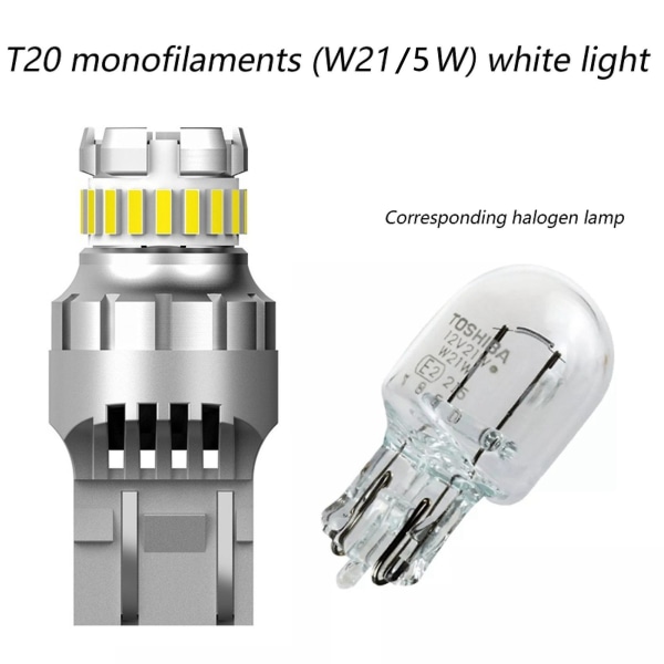 Bil T20 7440 W21w Led Canbus Baklygter W21/5w 7443 Led Pære Bremse Blinklygter 6500k Sup