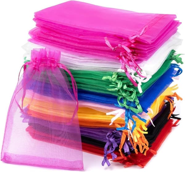 Organzapåsar 100-pack 9 x 7cm - Godispåsar - DIY - Påsar för Godis - Godispåse
