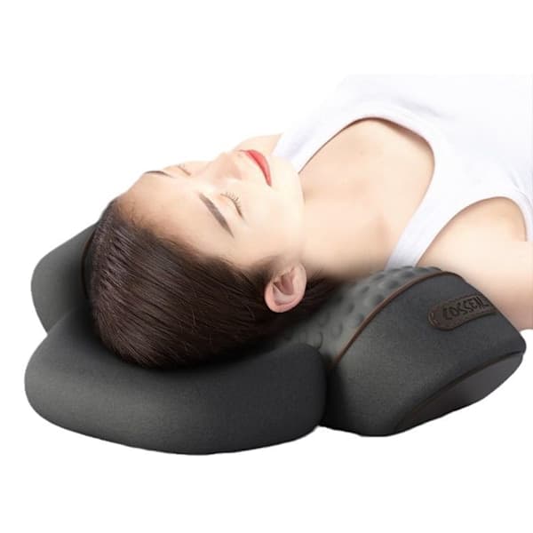 Nackmassagekudde för smärtlindring, Cervical, Ortopedisk kudde Vanlig Grå Gray massage + hot compress + traction