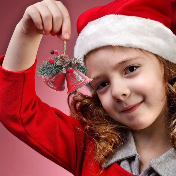 Gyldne Jingle Bells Jernhængende Juletræspynt Dekoration; (rød) (1 stk)