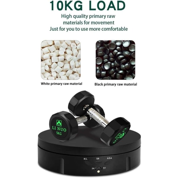 Motorisert roterende displaystativ, 360 graders roterende display - USB-drevet, kan utstyres med 18650 batteri