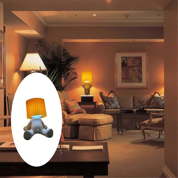 En Liten Blyg Man Lampa, Modest Mike Busig Nattlampa Blyg Pojke Nattlampa, Vita Presenter för Vuxna, Pojkbordslampa