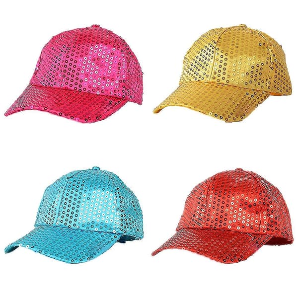 Kvinder Mænd Glitter Sequin Baseball Caps Snapback Justerbare Hatte Pink