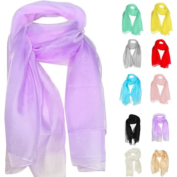 Chiffon-skjerf, sjal og omslag for kvinner - mykt og lett kveldskjole elegant bryllup brud brudepike skjerf Purple