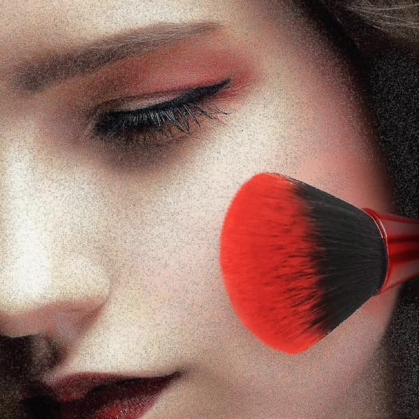 Super stor mineralpudderbørste, bronzer Kabuki makeupbørste, blød og luftig foundationbørste rød 1 stk.
