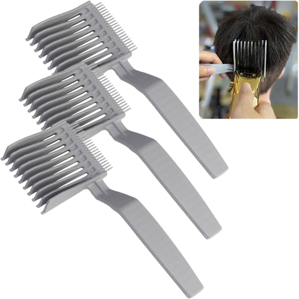 Barber Fade-kammar, professionell böjd positioneringskam, professionell hårklippningskam, platt toppkam, klippkam, böjd positioneringskam (3PCS)