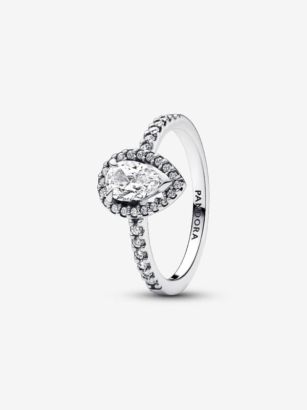 Pandora - Sparkling Pear Halo Ring - Sterlingsilver Circumference: 56mm