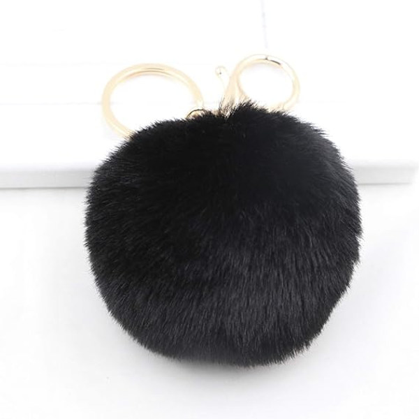 Fluffy nøglering blød plys charme ring nøglering imiteret pels bolde taske vedhæng nøglering dekoration