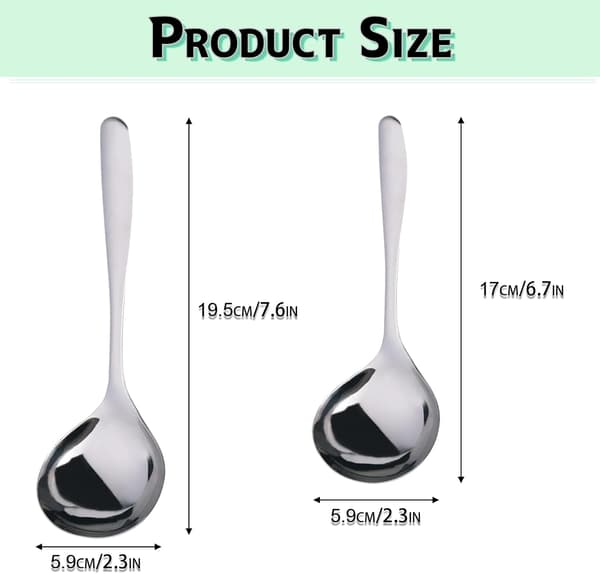 Suppeske 304 rustfrit stål ske 【2 stk. – 17/19,5 cm】