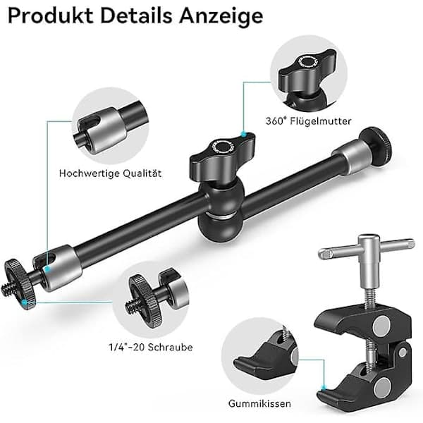 11 tuuman Magic Arm Super Clamp -kiinnikkeellä näytön LED-valolle