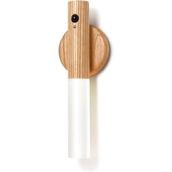Magnetisk nattlampa sladdlös rörelsesensor, uppladdningsbar, väggmonterad ficklampa för sovrum, hall, trappa, (vit askträ 1 st)