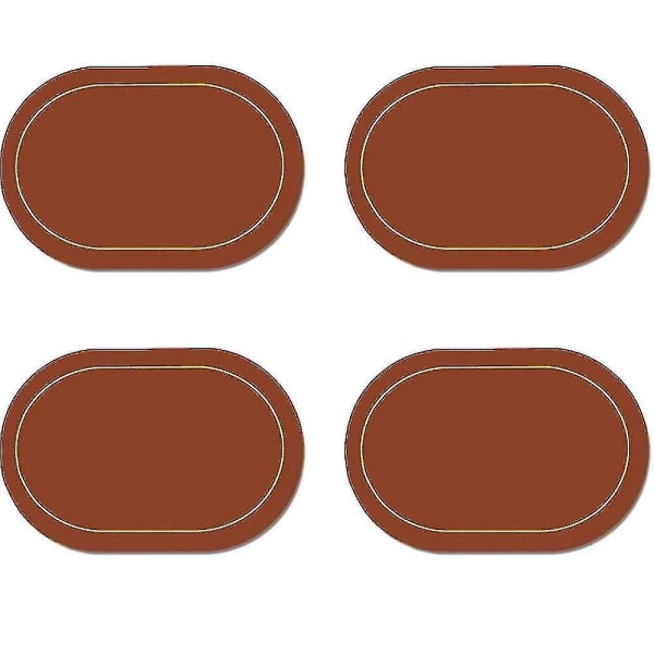 Dækkeservietter i imiteret læder Sæt med 4 - Dobbeltsidet farve Ovalt design Spisebordsmåtter Vandtætte varmebestandige boligindretning -xx Brown