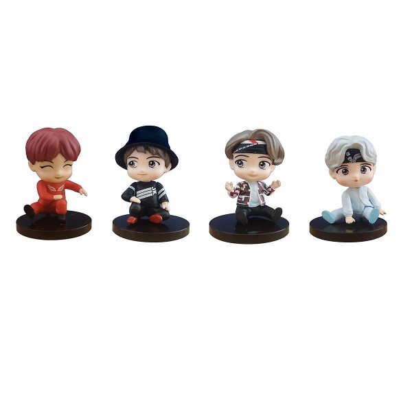 7 stk Bts kakepynt figurer sett med actionfigur leker kakepynt for Bts bursdagsfest rekvisita (sittende stilling)