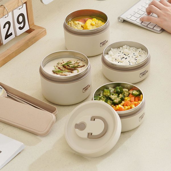 Bærbar isoleret frokostbeholder sæt multi-lag kombination picnic frokostboks 2 Layer Brown