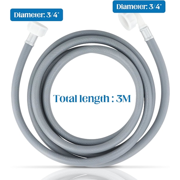 Universal vaskemaskin kaldtvannsinntak 300 cm lang vanninntaksrør med 90 graders bøy og direkte grensesnitt