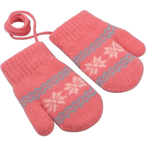 Baby Toddlers Varm Vantar Magic Stretch Vantar Handskar på Snöre Pojkar Flickor Stickade Vantar Tjockna Fleece Foder Nyfödda Vantar Hel Finger Vantar