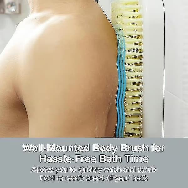 Väggmonterad ryggskrubbare för dusch - Stor exfolierande duschborste - Handsfree ryggborste & kroppsskrubbare - Duschtillbehör