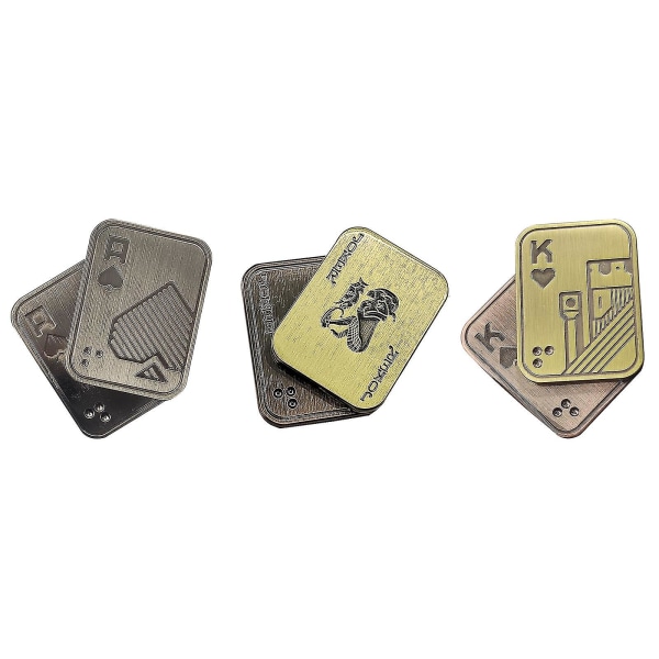 Magnetiske Metal Fidget Legetøj - Metal Poker Push Card Fidget Slider Stress Fingertip Metal Push Coin Poker K