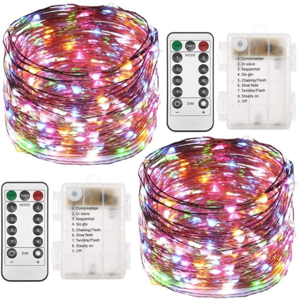 Sarjat paristokäyttöiset keijut valot, 33 jalkaa 100 LED-valosarja, kaukosäädin ajastin, 8 tilaa, 10 metriä color