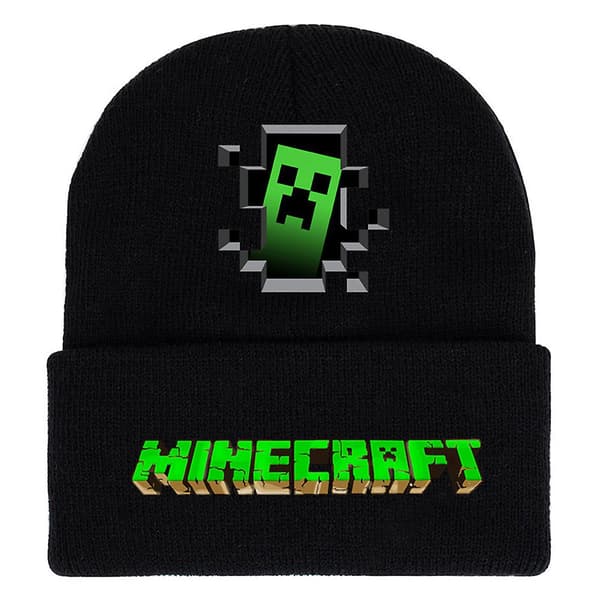 Minecraft Tryckt Stickad Mössa Mössa Herr Dam Vinter Varma Casual Mössa B