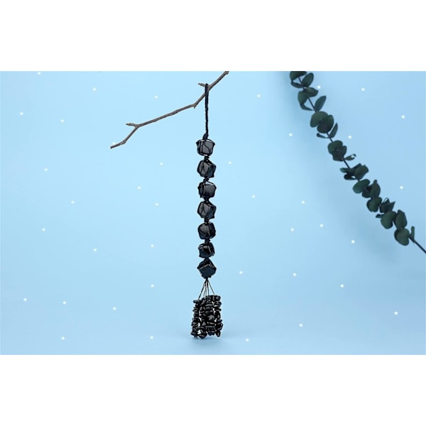 Krystallhengende helbredende krystaller Edelstener Dekor Tumbled Stones Bil Bakspeil Vegg Hengende Krystaller Reiki Krystallgaver Black Obsidian