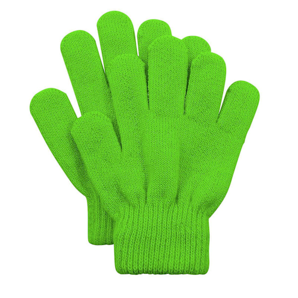 Sinknap 1 par barnehansker med full fingre, vaskbare, komfortable å ha på, elastiske, vindtette, termiske votter i akryl for utendørs bruk Green