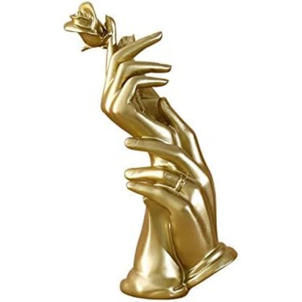 Hemdekor Resin Skulptur Hem Figur Hållande Händer Prydnader Par Bröllop Present Prydnader Gold