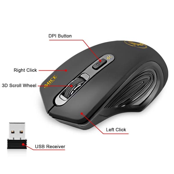 iMice E-1800 Trådlös Gamingmus Svart
