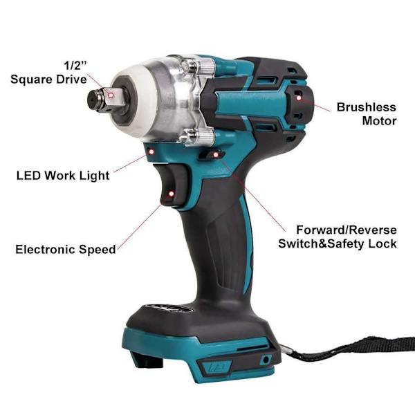 For Makita DTW300Z 18V Kordløs Momentnøkkel DTW300 18V 330Nm-1/2 +(jur DTW300