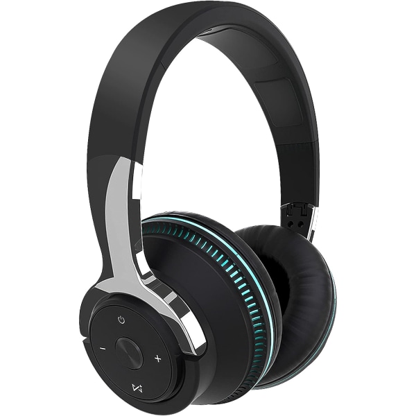 Bluetooth-hodetelefoner over øret, LED-lys opp trådløse hodetelefoner over øret Hi-Fi Stereo sammenleggbare kablede hodetelefoner med mikrofonkompatibel (svart)