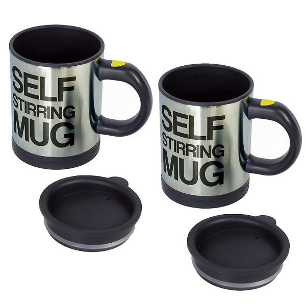 2st självrörande mugg Den självomrörande koppen Lazy Mug Kaffeblandningsmugg Automatisk blandningskaffemugg