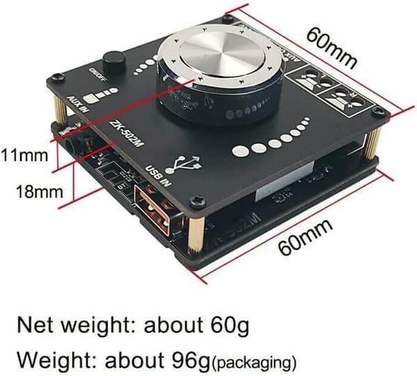 ZK-502M Audio Mini 2.0 Stereo 50W+50W Bluetooth Digital Forstærkermodul 50W*2 AMP Teater AUX USB