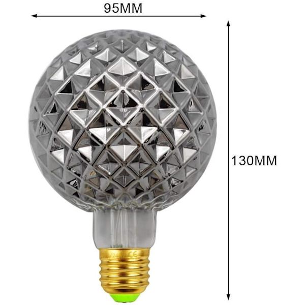 Led-polttimot Vintage-hehkulamppu 4W Crystal Edison -polttimo G95 220/240V E27 Erikoisvalaisin Koristeellinen hehkulamppu (Savu)