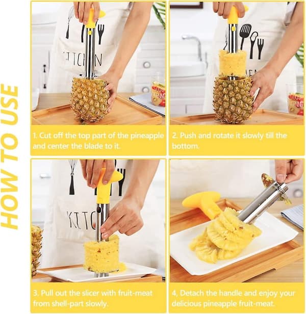 Ananasrenser og skiveskjærer, 430 rustfritt stål ananas kutter