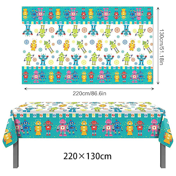 1 setti 130x220cm robottiaiheinen juhlapöytäliina robottijuhlan pöytäliina lautaset kupit robottipallo poika robotti syntymäpäiväjuhlan koristelu 8Pcs knifes