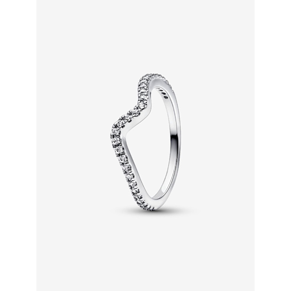 Pandora - Sparkling Wave Ring - Sterlingsølv Circumference: 54mm