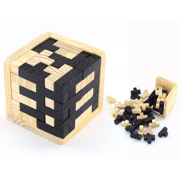 Puinen palapeli 3d Tetris Geometrinen älykäs palapeli lapsille ja aikuisille