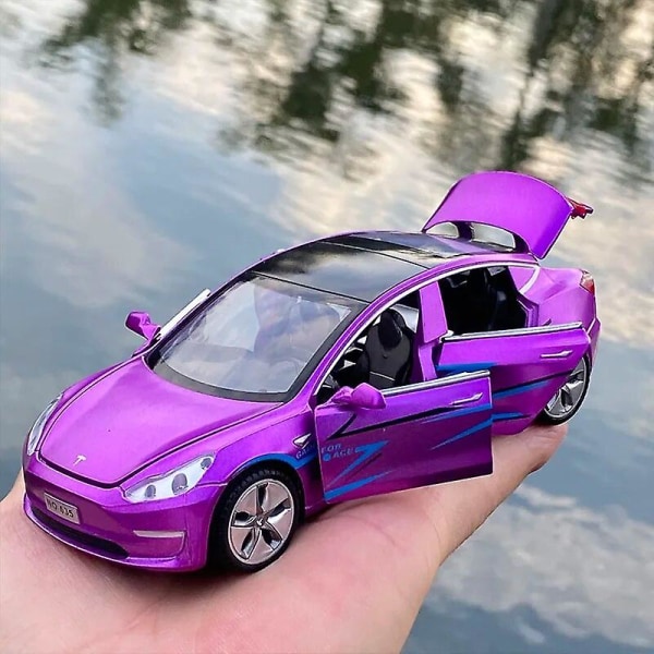 1:32 Tesla Model X Model 3 Model S Model Y Lejealumiiniauto Diecast-leluauto Ääni ja valo Lapsen lelut Lasten lahjat Poikaleikki Model 3 Blue