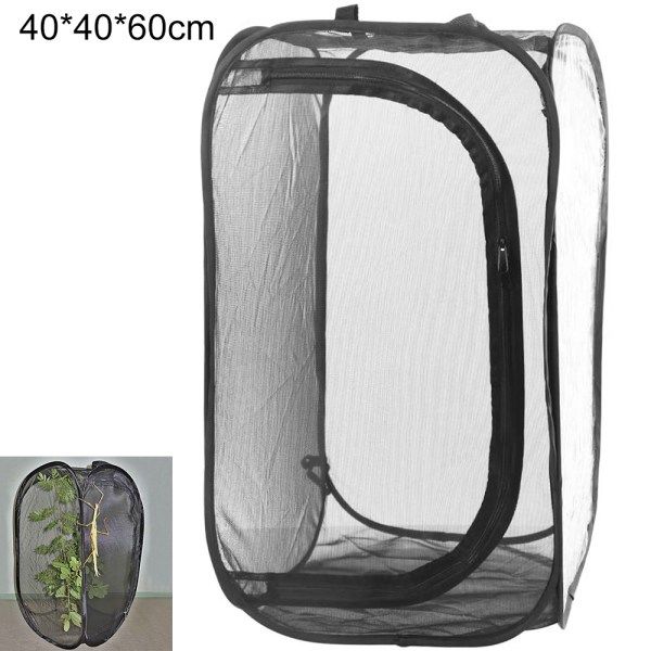 Svart insektsnät låda hopfällbar växthus ljusöverföring observationsrum insektsinkubator fjärilsbur 40*40*60cm