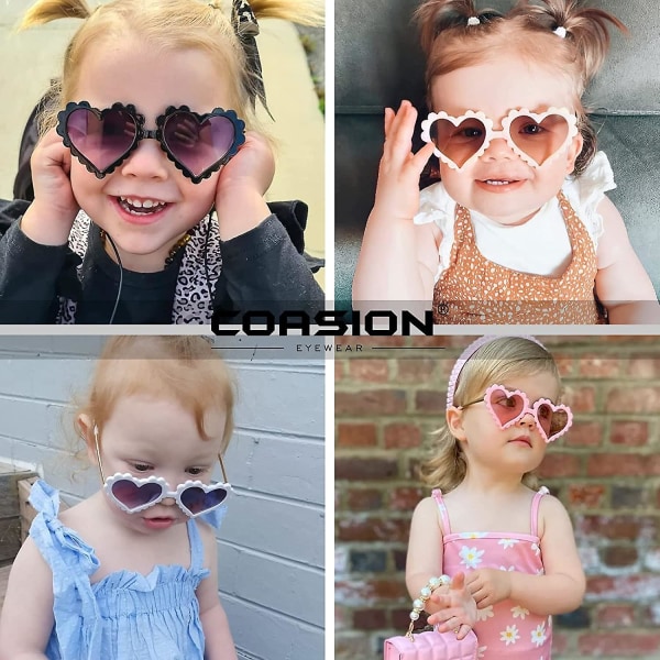 Barnhjärta Flickor Solglasögon Uv 400 Skydd För Toddler Strandskydd Ålder 3-10