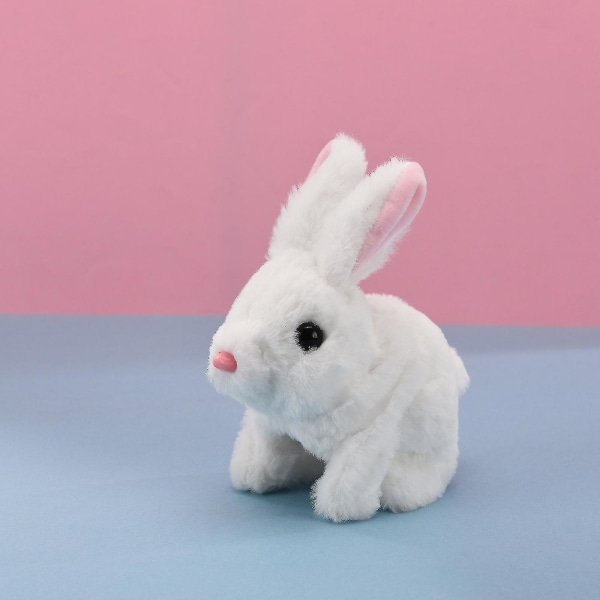Pedagogiske interaktive kanineleker Kaniner kan gå og snakke, påskeplysj utstoppet kaninleketøy-n Roze