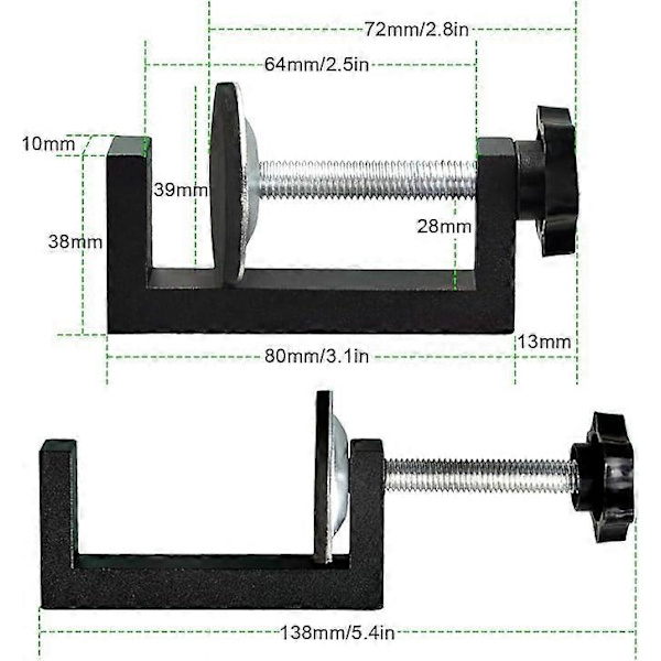 4-delars klämset, klämområde 10-57 mm justerbar G-klämma, snickarklämma, bordsklämma, tillbehörsverktyg, lämplig för fixering av trä, tabell