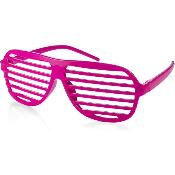 3 X Neon Rosa Shutter Shades Moro Nyhet Plast Fest Retro Fancy Dress Kostyme rekvisita Rave Club Eyewear Disco Voksne 80-talls solbriller