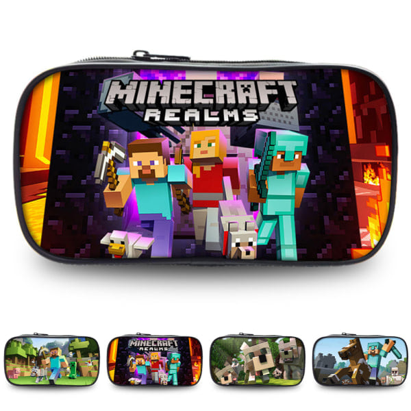 Minecraft-etui for barn - Trykt blyantveske - Søte elevvesker - Spot-salg D