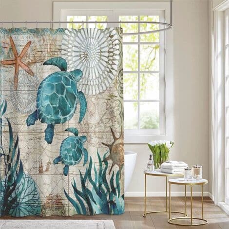 Duschdraperi 180 x 200 cm – 12 krokar ingår – Vattentätt polyestertyg – Snabbtorkande – Maskintvättbart