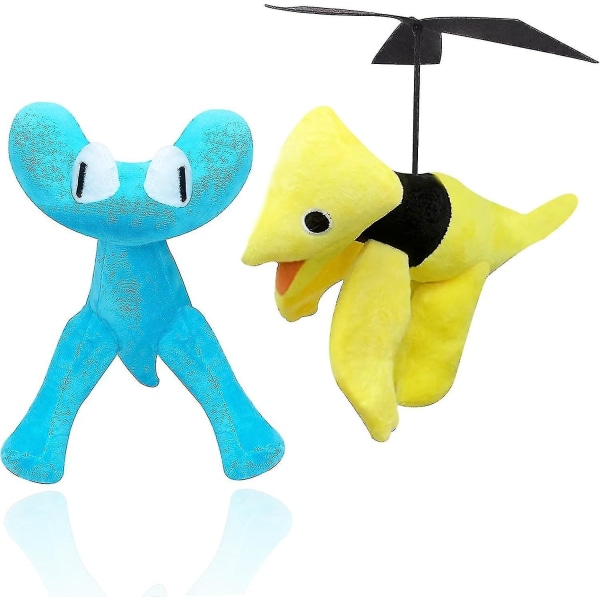 Rainbow Friends plysj, Rainbow Fiends kapittel 2, Cyan Rainbow Friends plysj, Rainbow Friends leker, Rainbow Friends bursdagspynt (cyan + gul 2 pcs