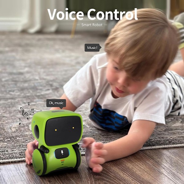 Interaktiva Smarta Robotleksaker, Robotleksaker på Engelska, Röststyrning & Beröringssensor, Dansa & Sjung & Gå, Inspelare & Prata Som Du Green